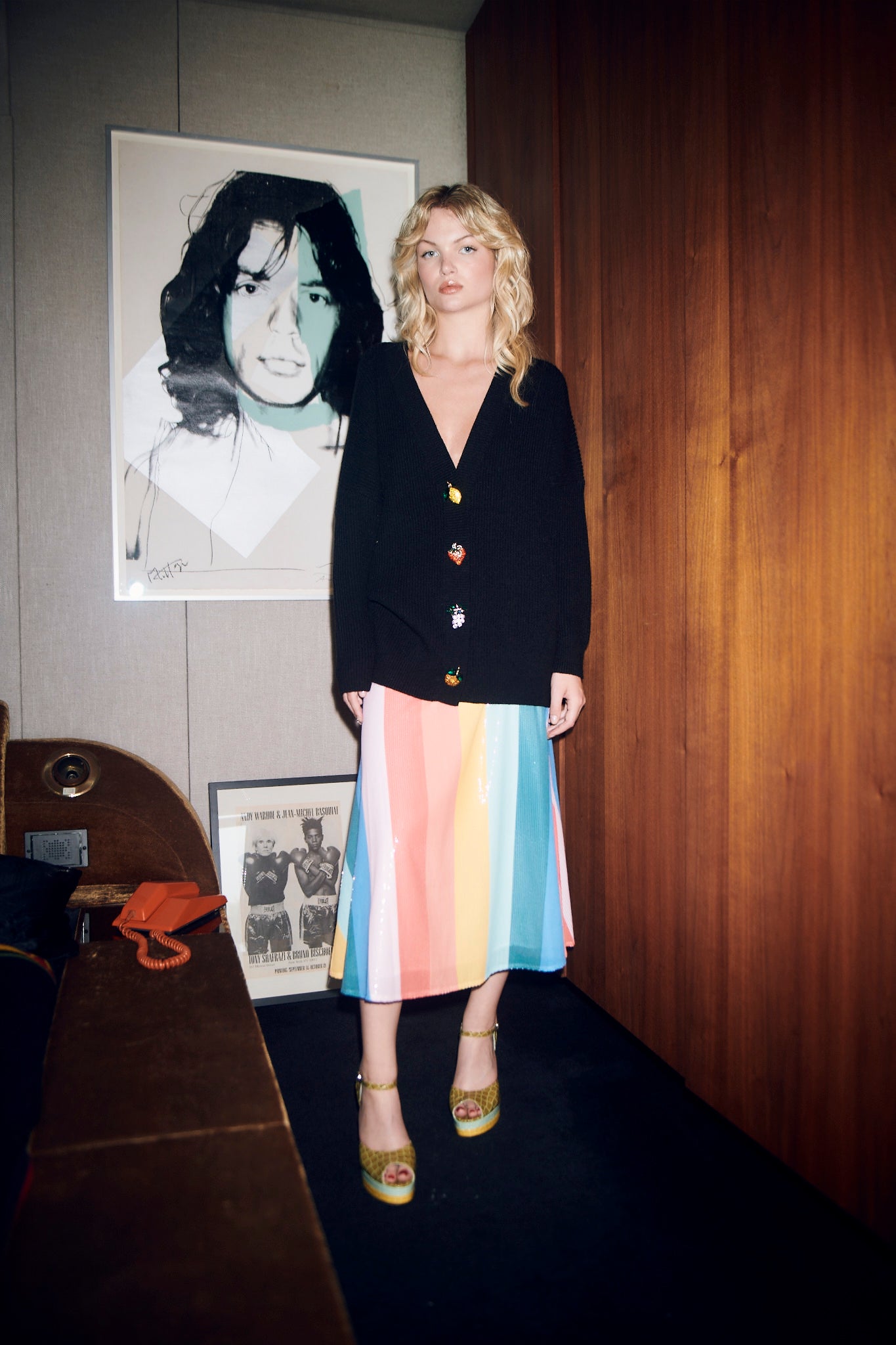 Armoire | Rent this BB Dakota Mid-Rise Rainbow Stripe Slit Midi Skirt